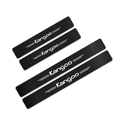Image of 4pcs Car Door Sill Protector for Ren ault Clio Espace Kangoo Trafic Twingo Scuff Guard Cover Pedal, Carbon Fiber Sticker Trim Non Slip Anti Scratch Accessories,