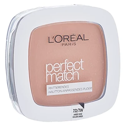 Image of L&#039;Oréal Paris Perfect Match Powder #7.D/7.W Golden Amber 9g SPF 8 Matte Compact with Mirror and Sponge