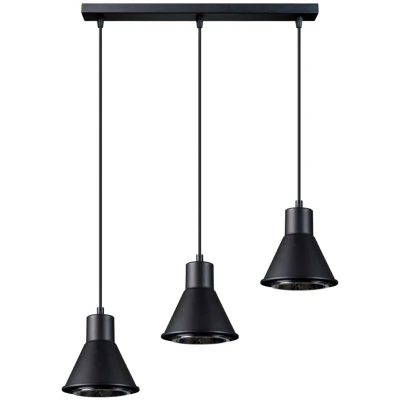 Image of Taleja Bar Pendant Ceiling Light, Black, 3x ES111