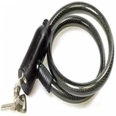 Image of Steel Spiral Cable Bicycle Bike Lock 2 Keys Cycle Chain PVC Non scrachable Sleve (Black)