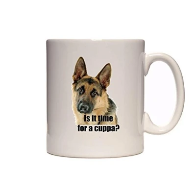 Image of Is It Time For A Cuppa? Cute German Shepherd/Alsatian Dog Novelty Tea/Coffee Mug/Cup