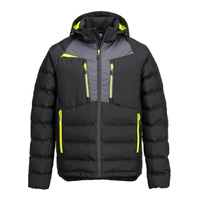 Image of Portwest DX468 Water Resistant Insulated Baffle Jacket Warm Padded Durable Windproof Coat Outdoor Winter Quilted Workwear Black, Large
