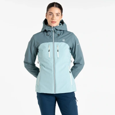 Image of Dare 2b Women&#039;s Water repellent Diverging Waterproof Jacket Element Grey &amp; Aquifer, Size: 16