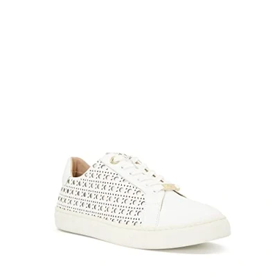 Image of Dune London Womens Ladies Laser Cut Detail Trainers EASE White Leather (archived) Size UK 7