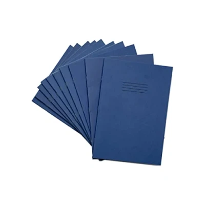 Image of RHINO A4 Exercise Books, 80 Page / 8mm Lined with Margin Paper Notebook, 10 Pack, Office &amp; School Stationery Supplies, Dark Blue