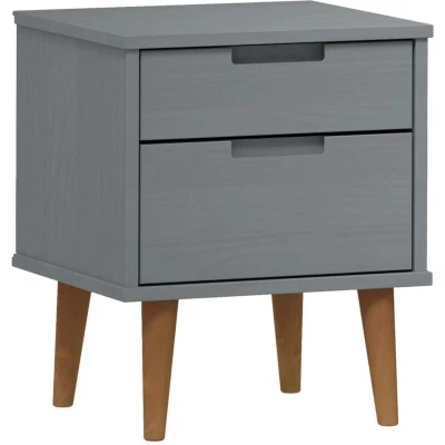 Image of vidaXL Bedside Cabinet MOLDE Grey 40x35x48 cm Solid Wood Pine
