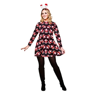 Image of Wicked Costumes Ladies Adult Santa Christmas Swing Dress (Women: 18 20) Black