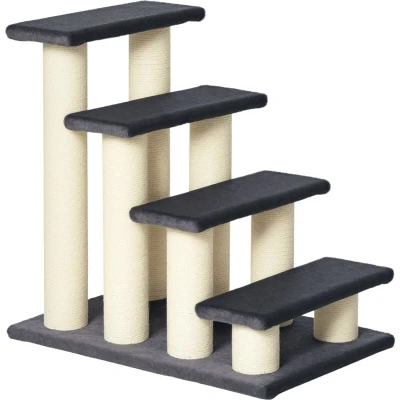 Image of PawHut Pet Stairs 4 Steps for Sofa, Bed Ladder Easy Climb Portable 60x40.5x59 cm Grey