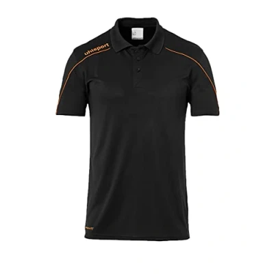 Image of Uhlsport Stream 22 Polo Shirt Black/Fluo Orange, Large