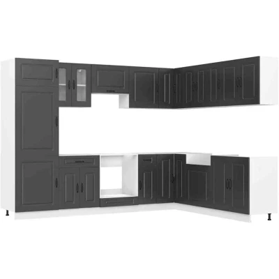 Image of vidaXL 14 Piece Kitchen Cabinet Set Kalmar Black Engineered Wood