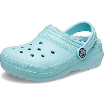 Image of Crocs Unisex Kids Classic Lined K Clogs, Pure Water, 1 UK Child