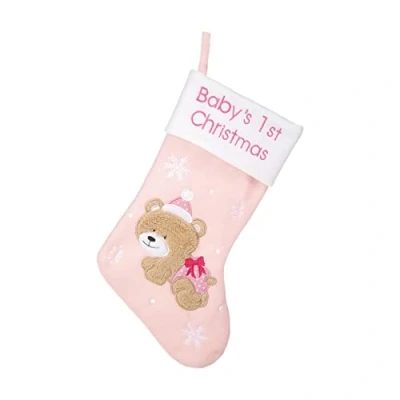 Image of Widdle Gifts Ltd Baby&#039;s 1st Christmas Stocking 45cm Pink 7237