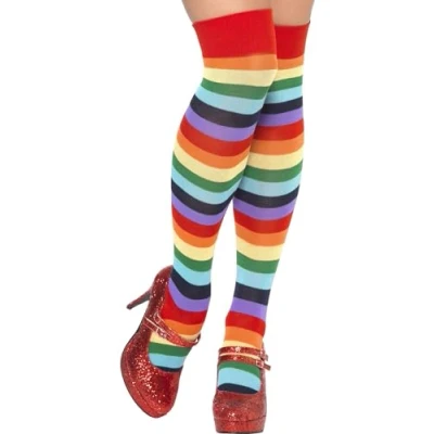 Image of Smiffys Clown Socks, Long, Multi Coloured , Circus Fancy Dress, Dress Up Accessories