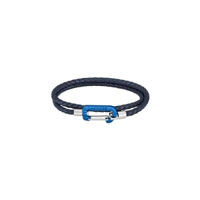 Image of Lacoste Men&#039;s MATT Collection Leather Bracelet Navy Blue 2040315