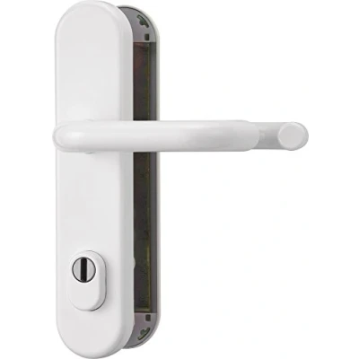 Image of ABUS HLZS814 W EK 12238 Handle and Door Fitting with Cylinder Protection Handles on Both Sides Round White