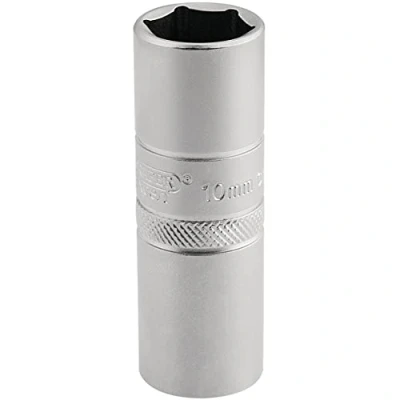 Image of Draper 10mm Thread 6 Point Satin Chrome Spark Plug Socket, 1/2&quot; Sq. Dr., 16mm