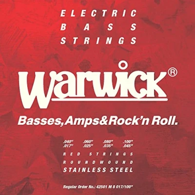 Image of Warwick 42501 Red Electric 8 String Medium 017 100 Set for Bass Guitar
