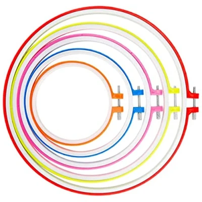 Image of CENPEK 5 Pcs Embroidery Hoops, Plastic Circle Cross Stitch Hoop Ring Set, inch to 11 (Multicolor)
