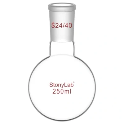 Image of StonyLab Glass 250ml Short Neck Round Bottom Flask, Borosilicate Single Heavy Wall Flask RBF with 24/40 Standard Taper Outer Joint,