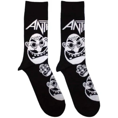Image of Rock Off officially licensed products Anthrax Faces Pattern B&amp;W Ankle Socks UK Size 7 11, black, M