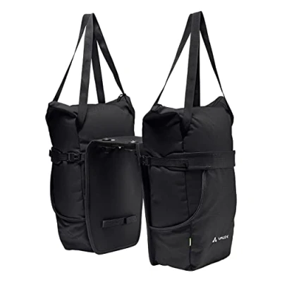 Image of VAUDE TwinShopper Bicycle Bag with Practical Shopping Option, 44 Litres, Includes Rain Cover