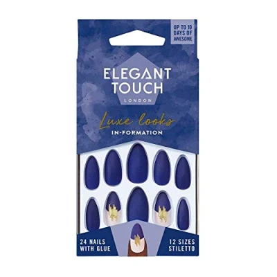 Image of Beauty Goddess Elegant Touch Luxe Looks InFormation 12 Sizes Stiletto 24 Nails with Glue, Beige