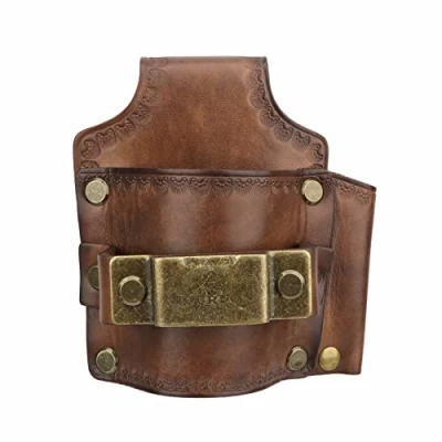 Image of TOURBON 3mm Leather Tool Holster Hammer Loop Tape Measure Clip Pencil Holder for Belt