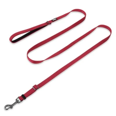 Image of Hyhug Pets Upgraded Adjustable Lead with Sturdy Nylon and Super Soft Neoprene lined Handle for Puppy Dogs. (Small, Dark Red)