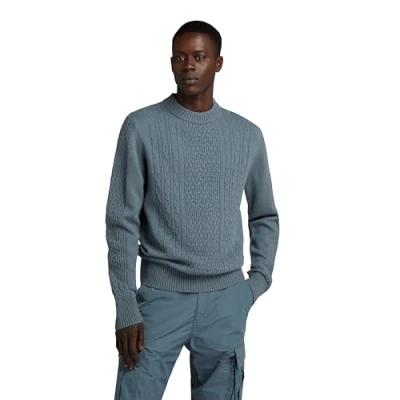 Image of G STAR RAW Men&#039;s Cable Knitted Sweater, Grey (axis D23939 D447 5781), S