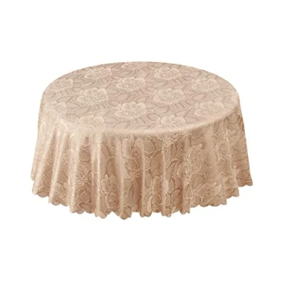 Image of Emma Barclay Damask Rose Jacquard Table Cloth in Coffee 70&quot; (178cm) Round