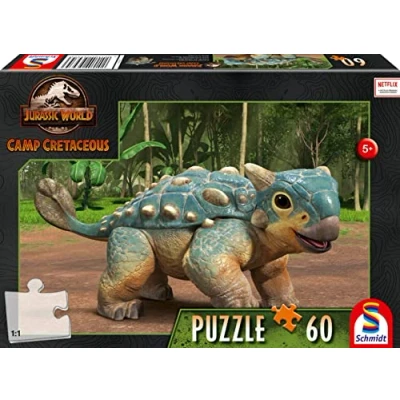 Image of Schmidt Spiele 56435 Jurassic World, New Adventure, The Ankylosaurus Bumpy, 60 Piece Children&#039;s Puzzle, Animal Print, Multicoloured