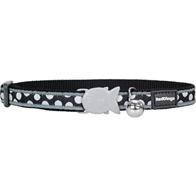 Image of Red Dingo Cat Collar Design, Spots Black, Extra Small 12mm