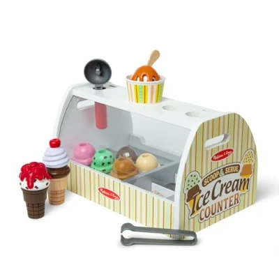 Image of Melissa &amp; Doug Wooden Ice Cream Toy Shop, Toy, Play Food Sets for Children, Toys Kitchen Accessories, Toys, Gift 3 Year Old Boy or Girl