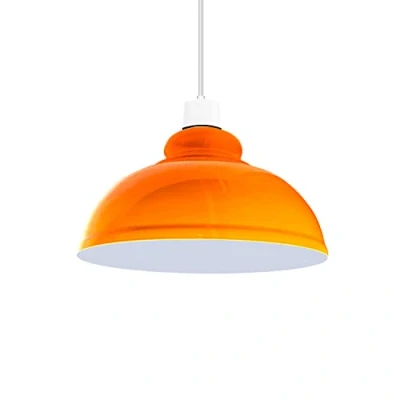 Image of Metal Ceiling Lamp Shade 29cm Orange Easy Fit Light Pendant Modern Lighting for Bedroom, Hallway, Office, Café, Restaurant Industrial