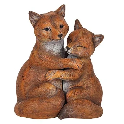 Image of Something Different FO_66438 Fox Couple Ornament 2pcs. 205g, Brown, H11.5cm x W9cm D7cm
