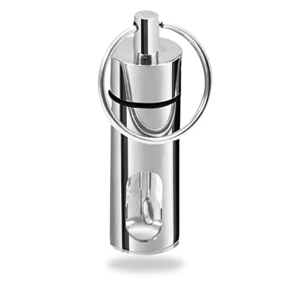 Image of iSnuff Protected Glass Vial with Spoon and Mini Funnel Bottle Telescopic Scoop Bullet Pocket Size Limited Edition (Silver)