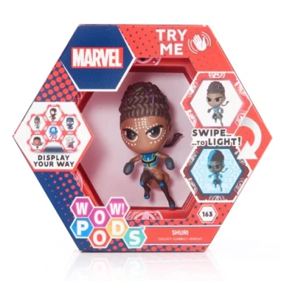 Image of WOW! PODS Avengers Collection Black Panther Shuri Superhero Light Up Bobble Head Figure Official Marvel Collectable Toys &amp; Gifts,Black