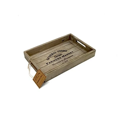 Image of Vintage Style General Store Farmers Market Wooden Serving Tray. Country Chic. Small