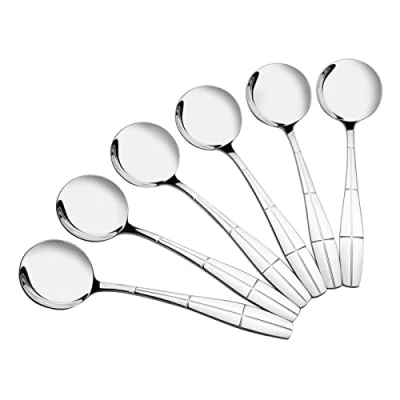 Image of Callyne 12 Piece Stainless Steel Round Soup Spoons, Bouillon Spoon
