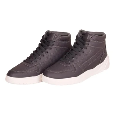Image of Crosshatch Mens High Top Plain Trainers Shoes Lace Up Tops Ankle Boots with White Outer Sole Grey 9