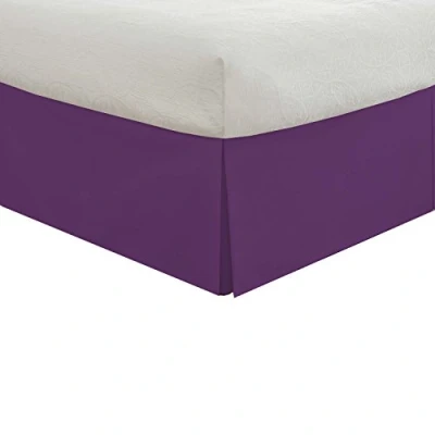 Image of Lux Hotel Tailored Bed Skirt Classic 14&quot; Drop Length Pleated Styling, Twin XL, Purple