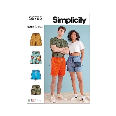 Image of SIMPLICITY SS9795A Unisex Shorts A (XS S M L XL XXL)