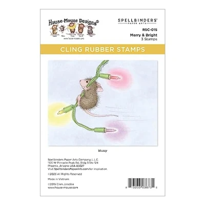 Image of Spellbinders Merry &amp; Bright Cling Rubber Stamp Set from The House Mouse Holiday Collection