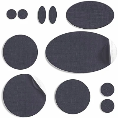 Image of aZengear Repair Patches for Jackets, Air Mattress, Inflatables, Tents, PVC Waterproof Kit, Self Adhesive, Nylon Polyester Fabric to Fix Down Puffer Coats (11 Pcs, Charcoal Grey)