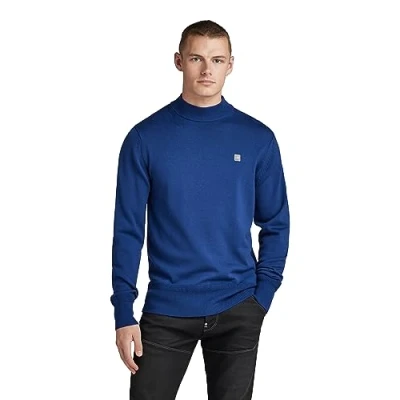 Image of G STAR RAW Men&#039;s Premium Core Mock Knitted Sweater, blue (ballpen D21932 B692 1822), M
