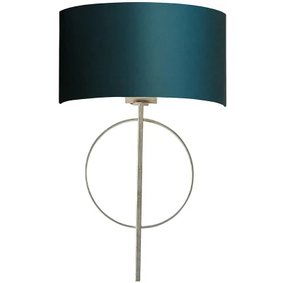Image of Trento Wall Lamp Antique Silver Leaf &amp; Teal Satin Fabric