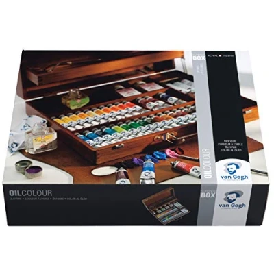Image of Van Gogh Oil colour wooden box Superior 32 x 20 ml tubes, 2 60 tubes + accessories