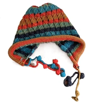 Image of Watreketal Beanie Hat,Winter Peruvian Cover Ears Hat Ear Flaps Ski Snow Hats Cute Knit Skull for Women Girls Gifts Blue red