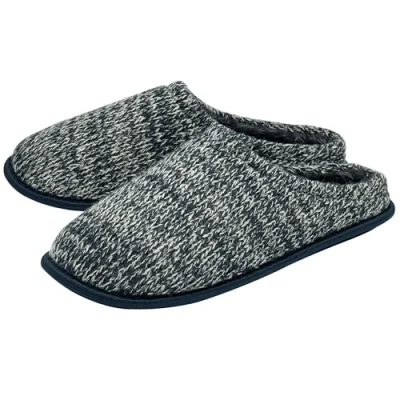 Image of DUNLOP Mens Knitted Mule Slippers Navy UK 11