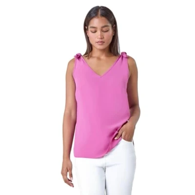 Image of Roman Womens Tie Detail Strap Cami Top Pink Size 20 UK